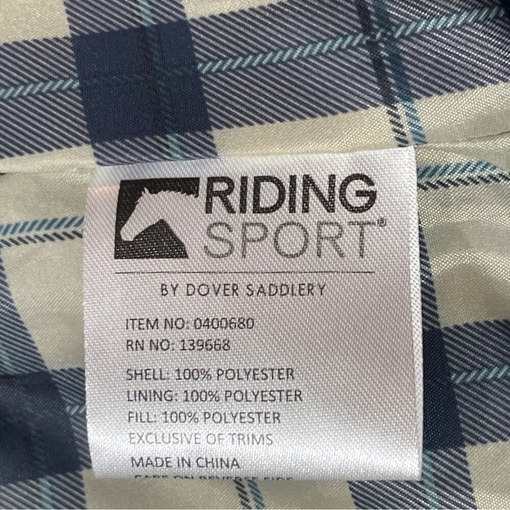 Riding Sport Quilted Navy Vest By Dover Saddlery Plaid Lining Womens Size L 26f - Picture 6 of 8